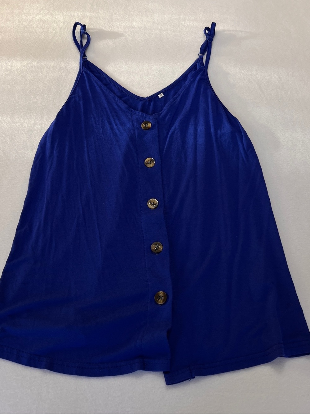 Blue Camisole Tank Top Size Small S Oversized V-Neck Button Up Strappy Basic